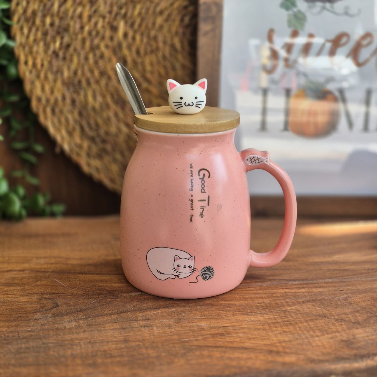 ماگ گربه درب دار